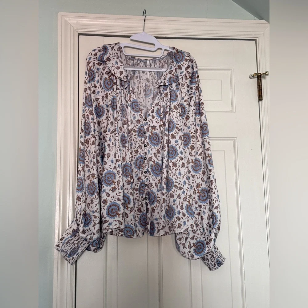 Anthropologie Button-Front Peasant Blouse - Picture 11 of 12